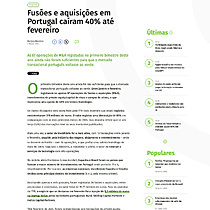 Fuses e aquisies em Portugal caram 40% at fevereiro